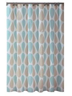 PEVA 70 in. x 72 in. Beige and Blue Leaf Design Shower Curtain