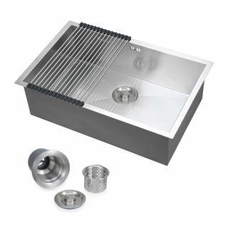 New Commercial 304 Stainless Steel Kitchen Sink 18G Single Bowl 28X18 In SSINK 