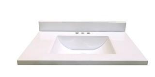 Magick Woods?31 In. W x 22 In. D White Vanity Top with Wave Bowl