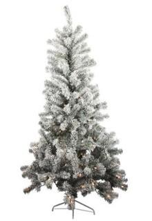 Christmas Tree Collection 6' Flocked Pine Christmas Tree with 150 Lights and Clear Light