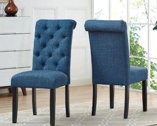 Niall Tufted Upholstered Dining Chair, Sea Blue (lighter than the picure) 2PC