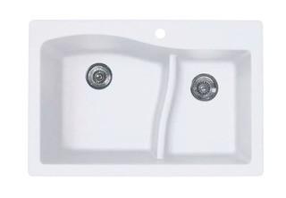 Swan Surfaces 33" L x 22" W Double Basin Drop-In Kitchen Sink, Opal White