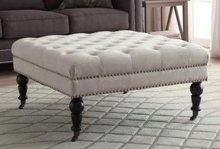 Linon Home Isabelle Natural Accent Ottoman, 