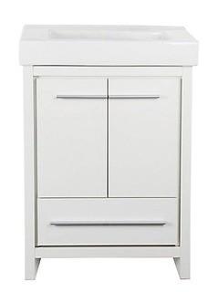 GLACIER BAY?Romali 24-inch W 1-Drawer 2-Door Freestanding Vanity in White With Ceramic Top in White