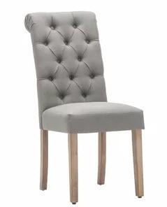 Bushey Roll Top Tufted Modern Upholstered Dining Chair, Grey, Set Of 2