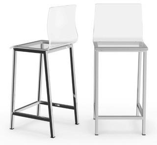 Pure Decor Clear Acrylic Counter Stool With Chrome Legs - Set of 2