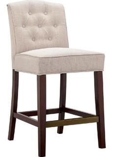 Marian Tufted Counter Stool in Linen on Espresso Legs by Madison Park