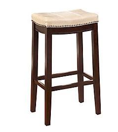 Linon Home Dec. Products?Stitched Detail Backless Bar Stool with Nailheads - Cream