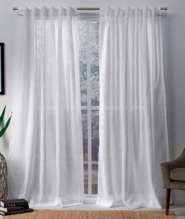 Exclusive Home Bella Sheer Hidden Tab Top Curtain Panel Pair, Winter White, 54x84
