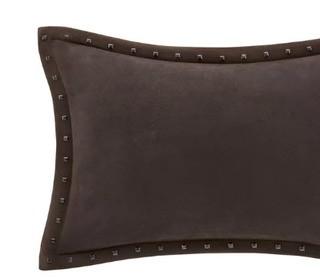 Ronning Stud Trim Lumbar Pillow, Duck Feather Feather Filled,14x20" Brown