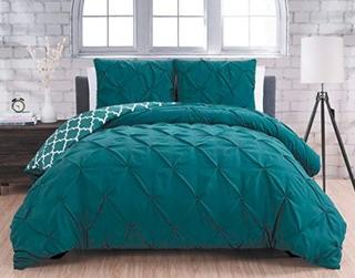 Lolita 3 Piece Reversible Duvet Cover Set, Queen, Teal