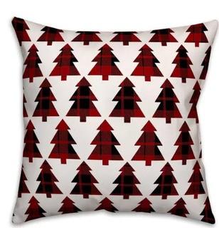 The Holiday Aisle Plaid Trees Throw Pillow 16x16" 2PK