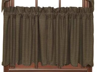 Millicent Plaid Scalloped Lined Tier 24x36" ; Isabell Scalloped Lined Tier 36x36"