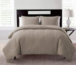 Pederson Reversible Coverlet Set, King, Taupe