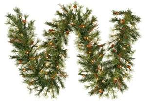 9-foot x 16-inch Mixed Country Garland with 100 Clear Lights