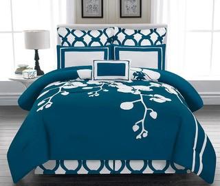 DR International -April Reversible Comforter Set King, Indigo