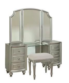 Willa Arlo Interiors Redick Glam Vanity with Mirror And Stool