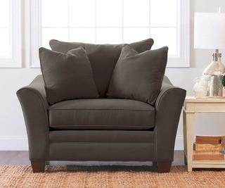 Klaussner Home Furnishings Paxton Accent Armchair with 2 Throw Pillows, 44"L x 53"W x 31"H, Pewter