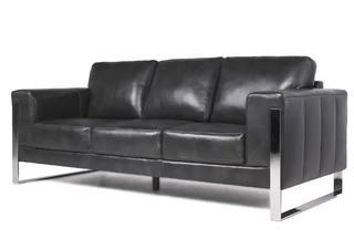 Orren Ellis Olivarez Top Grain Leather Standard Sofa, Grey