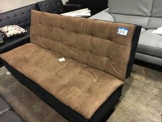 Brown/Black Fabric Sofa Bed With Chrome Legs 