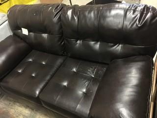 DarK Brown Leather Sofa, Damaged Seat