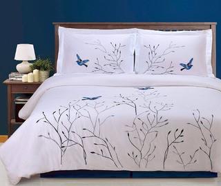 Swallow 100% Cotton 3 Piece Duvet Cover Set, Queen