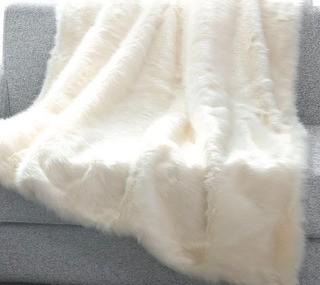 De Moocci Luxury Tip Dye Reversible Faux Fur Throw - 50 in x 60 in - White