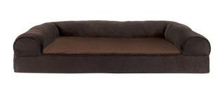 Faux Fleece and Chenille Soft Woven Memory Top Dog Sofa 27x36" , Coffee