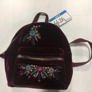 Design Lab - Burgundy Velvet Backpack - Broken Zipper