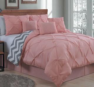 House Of Hampton Germain Reversible Comforter Set, Queen, Blush 