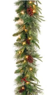 National Tree 9 Foot by 10 Inch "Feel Real" Colonial Garland with Red Berries and Cones (PECO4-306-9A-1)