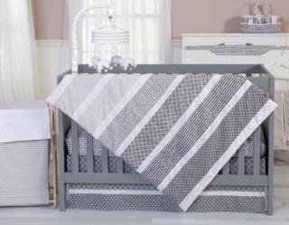 Towne Grey 3 Piece Crib Bedding Set