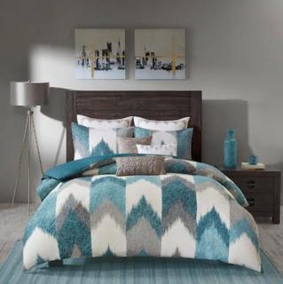 Mcshan 3 Piece Duvet Cover Set, King, Aqua