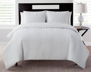 VCNY Home Nina 2 Embossed 3PC Comforter Set, Queen, White