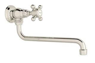 Rohl A1445XMPN-2 Italian Single-Cross Handle Kitchen Pot Filler 11.8-in L x 2.7-in W x 5.4-in H Polished Nicke