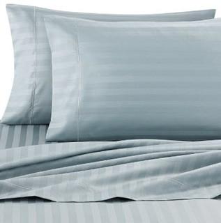 Damask Stripe 400 Thread Count Sheet Set, Queen, Aqua