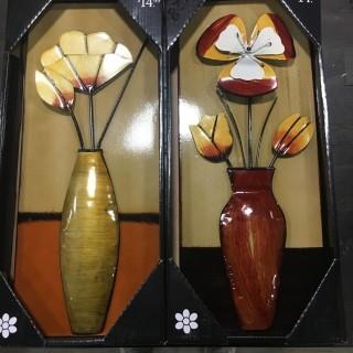 Metal Flower Vase Wall Decoration, 2PC