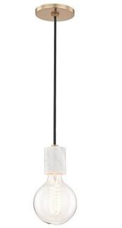 Celine 1-Light Bulb Pendant, Aged Brass