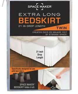 Space Saver Tailored Underbed Storage Bedskirt 21" Bed Skirt, Twin XL