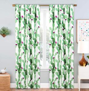 Esmeraude Nature / Floral Blackout Rod Pocket 2 Curtain Panels 42x84"