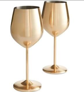 VonShef 16 oz. Stainless Steel Stemmed Wine Glasses, Gold 2PC