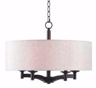 Kenroy Home Rutherford 5-Light Bronze Pendant with Taupe Shade