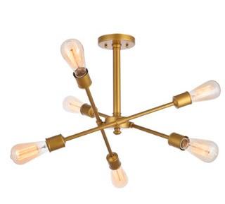 Axel 6 Light 17 inch Brass Flush Mount Ceiling Light