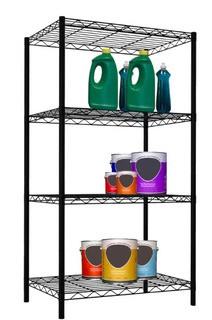 Home Basics 4 Tier Steel Wire Shelf, Black 