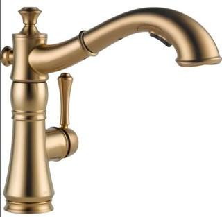 Cassidy Pull Out Single Handle Kitchen Faucet with Diamond Seal Technology, Brilliance Champagne Bronze