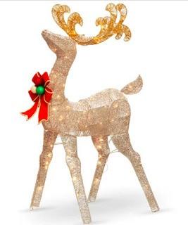 National Tree Company 48" Holiday Christmas Crystal Splendor Reindeer Decoration with White LED Lights