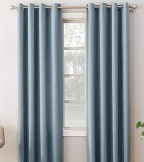 Sun Zero 2 Barrow Energy Efficient Grommet Curtain Panels, Vintage Blue, 54" x 84"