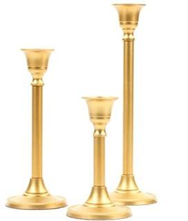 Koyal Wholesale Gold Taper Candle Holder Set of 3