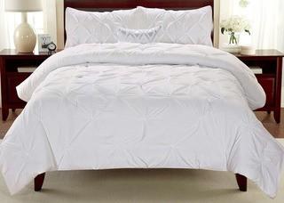 Swift Home 3-Piece Pintuck Full/Queen Comforter Set, White