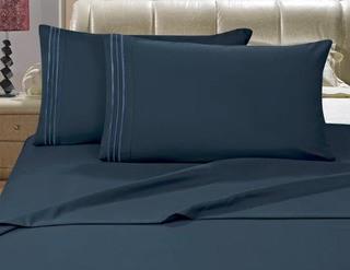 Sedlak 1500 Thread Count Microfiber Sheet Set, Split King, Navy